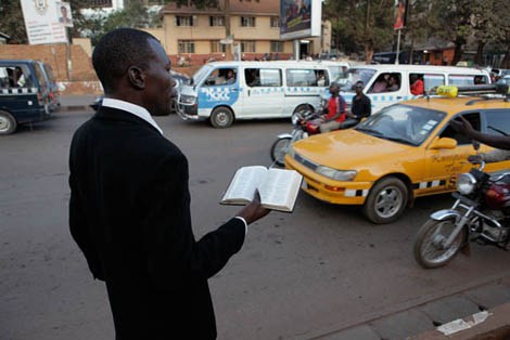 Street preacher in Kampala, Uganda (Photo Credit: Derek Wiesehahn)