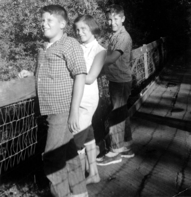 Prescos 1958 Mark, Christine & Greg on Roseville bridge
