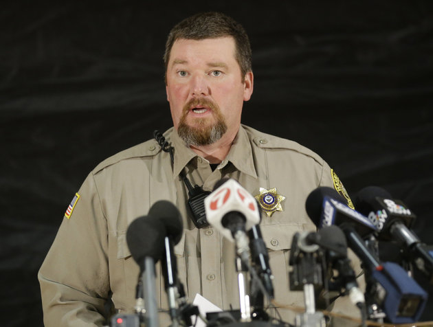 Harney County Sheriff David Ward speaks to the media on Monday, Jan. 4, 2016, in Burns, Ore. Ward said the father and son ranchers convicted of setting fire to federal grazing land have reported to prison. A group calling itself Citizens for Constitutional Freedom sent a "demand for redress" to local, state and federal officials as they occupied a federal wildlife reserve. (AP Photo/Rick Bowmer)